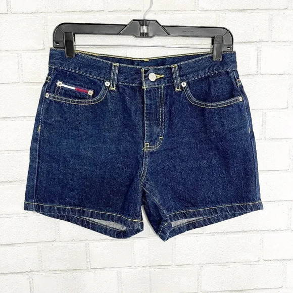 Vintage Tommy Hilfiger Tommy Jeans Mid Rise Jean Shorts Juniors Size 7 - Picture 2 of 5